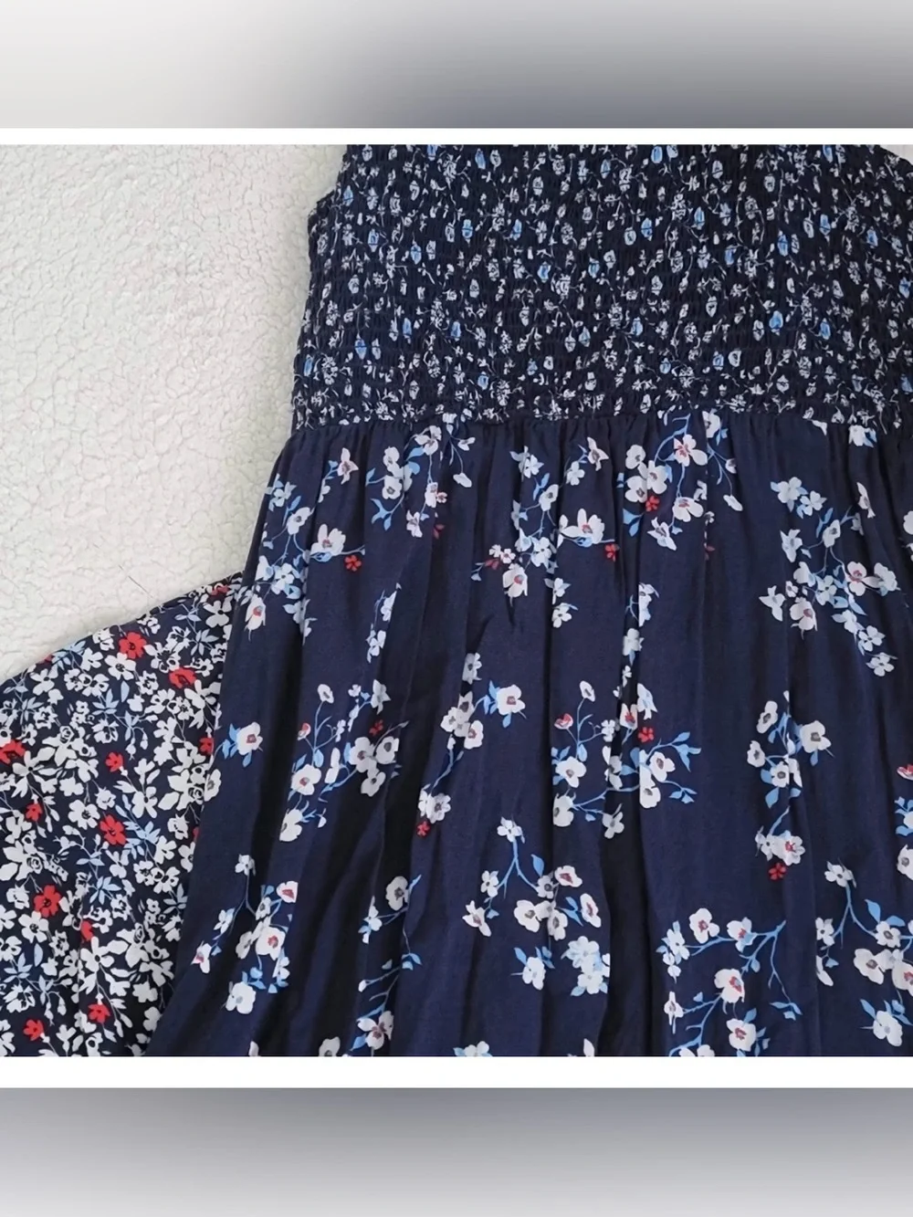 Exhilaration: Size S Navy Floral Smocked Maxi Dress